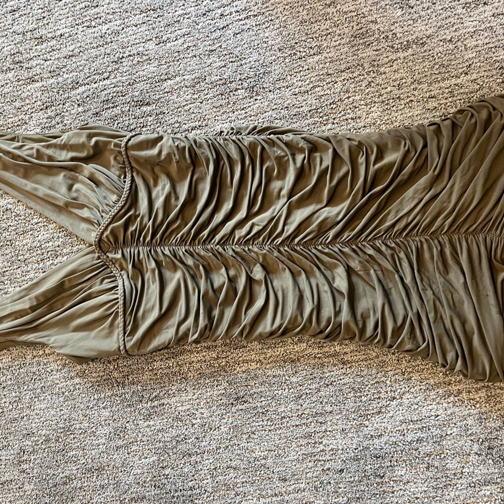 BCGG cocktail body con dress in olive green.